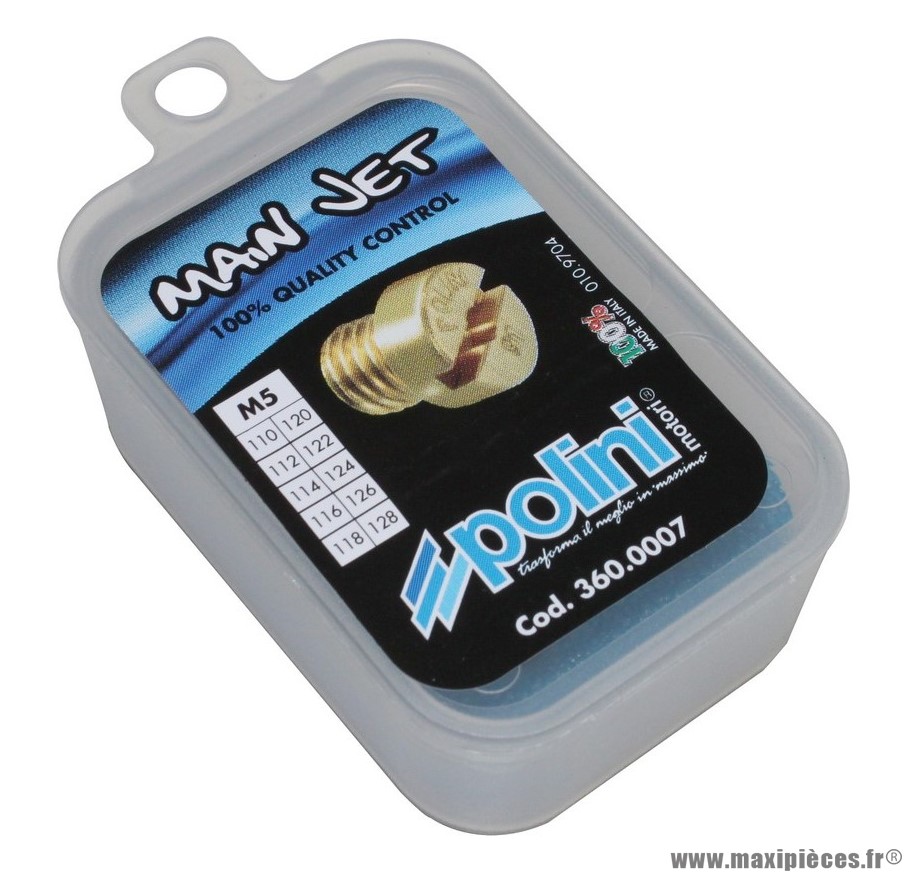 Gicleur principal phbg/sha polini (boite de 10, n°110 a 128) (360.0007) pièce pour Scooter, Mécaboite, Mobylette, Maxi Scooter, Moto, Quad