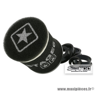 Filtre à air Big mousse double-mousse Racing Small" Stage 6 diam. 70mm forme ronde, couleur noir