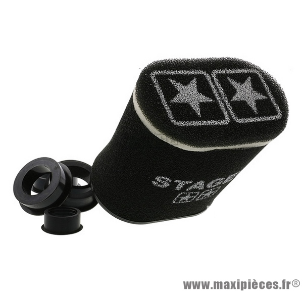 Filtre à air Big mousse double-mousse Racing" Stage 6 forme ovale, couleur noir