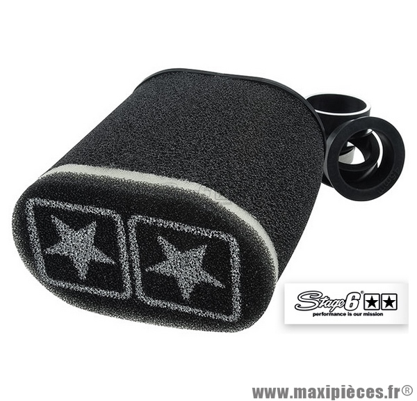 Filtre à air Big mousse double-mousse Racing" Stage 6 forme ovale, couleur noir