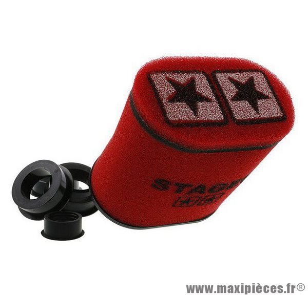 Filtre à air Big mousse double-mousse Racing" Stage 6 forme ovale, couleur rouge