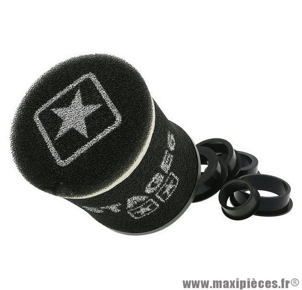 Filtre à air Big mousse RACING SMALL" double-mousse rond, (6 manchons 28 à 55mm), Noir - Stage 6