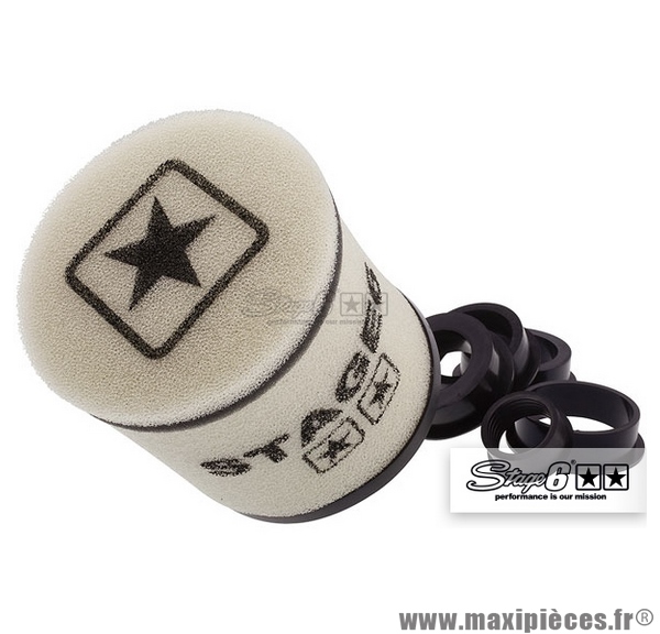 Filtre à air Big mousse double-mousse Racing Small" Stage 6 diam. 70mm forme ronde, couleur blanc