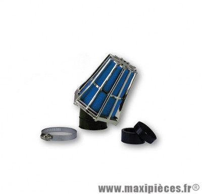 Filtre a air r-evolution 30 35 / 28 chrome / bleu pièce pour Scooter, Mécaboite, Mobylette, Maxi Scooter, Moto, Quad