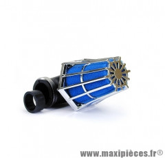 Filtre a air r 90 35 / 28 chrome / bleu pièce pour Scooter, Mécaboite, Mobylette, Maxi Scooter, Moto, Quad