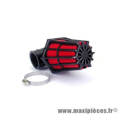 Filtre a air r 90 35 / 28 carbone / rouge pièce pour Scooter, Mécaboite, Mobylette, Maxi Scooter, Moto, Quad