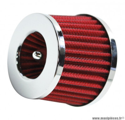 Filtre à air reacteur chrome grille rouge fixation droite Ø35 / 28mm