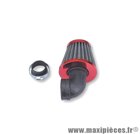 Filtre a air type kn coude diametre: 28 / 35 rouge pièce pour Scooter, Mécaboite, Mobylette, Maxi Scooter, Moto, Quad