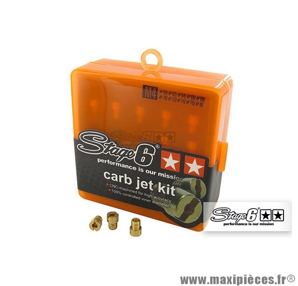 Kit assortiment de 10 gicleurs 4mm 60 - 80 Stage 6 pour carburateur d'origine, pour GY6 (4 Temps)