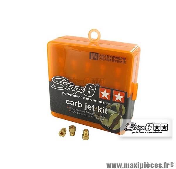 Kit assortiment de 10 gicleurs 4mm 80 - 100 Stage 6 pour carburateur d'origine, pour GY6 (4 Temps)