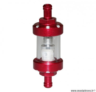 Filtre a essence cylindrique alu transparent / rouge