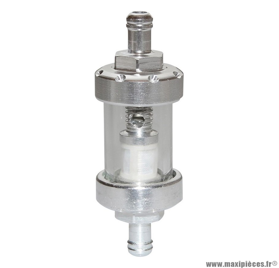 Filtre a essence cylindrique alu transparent / argent