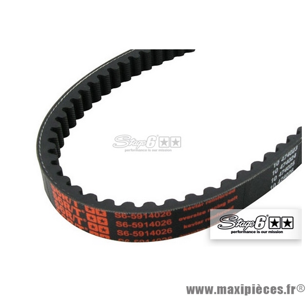 Courroie de transmission marque Stage 6 R/T pour vario grande plage, pour Piaggio Zip après 98 (carter court)