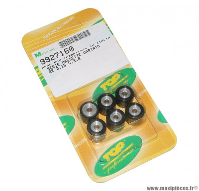 Galets x6 Top Perf de scooter 15x12 3,8g pour mbk 50 booster, nitro, Ovetto, stunt / yamaha 50 bws, aerox, neos