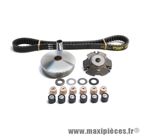 Variateur / Vario scooter Top Perf avec courroie pour Piaggio 50 nrg, Typhoon / gilera 50 runner, stalker, ice, dna (galets de 19x15,5mm)