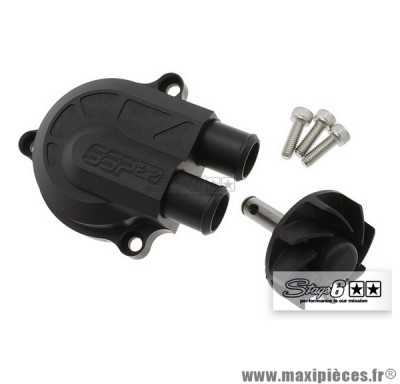 Couvercle de pompe à eau Stage 6 Racing" + volute haute pression (+40%), couleur noir mat pour MBK Nitro/Aerox