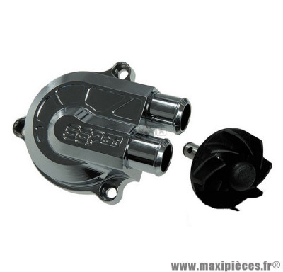 Couvercle de pompe à eau Stage 6 Racing" + volute haute pression (+40%), couleur chromé pour MBK Nitro/Aerox