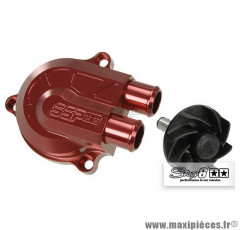 Couvercle de pompe à eau Stage 6 « Racing » + volute haute pression (+40%), couleur rouge anodisé pour MBK Nitro/Aerox