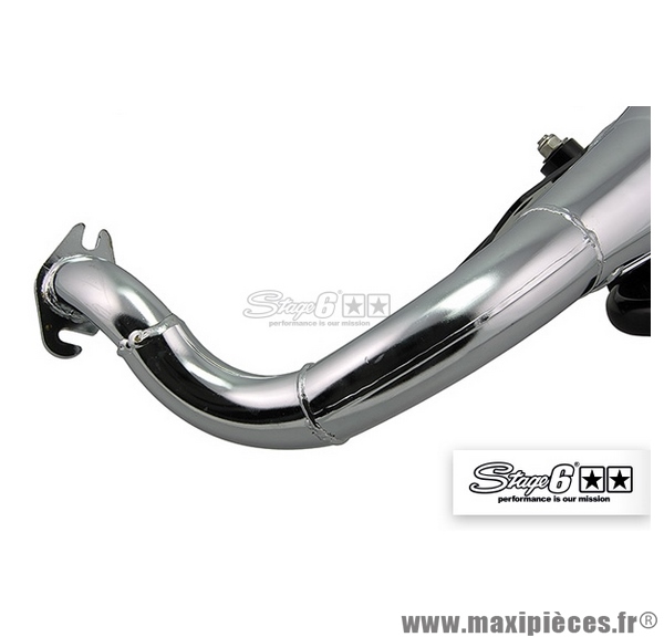 Pot d'échappement couleur chromé/carbone Stage 6 Pro replica" pour MBK Nitro / Aerox