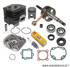 Pack moteur kit50cc complet type origine axe de 12 (haut moteur fonte, embiellage, roulement, joint) pour scooter cpi hussar oliver popcorn keeway f-act focus goccia hurricane matrix pixel rx8 ry8