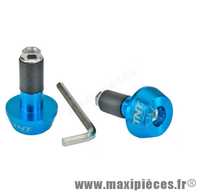 PAIRE D'EMBOUTS UNIVERSEL DE GUIDON COULEUR BLEU ANODISE DIAMèTRE INTERIEUR DE GUIDON 14MM *Prix discount !