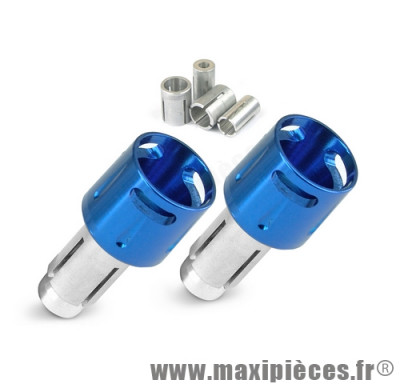 Paire d'embouts universel de guidon couleur bleus anodise diametre interieur de guidon 15mm *Prix discount !