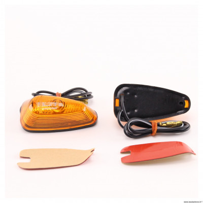Clignotant (paire) orange a coller, montage universel pour moto, scooter, 50 à boîte, quad et autres * Déstockage !