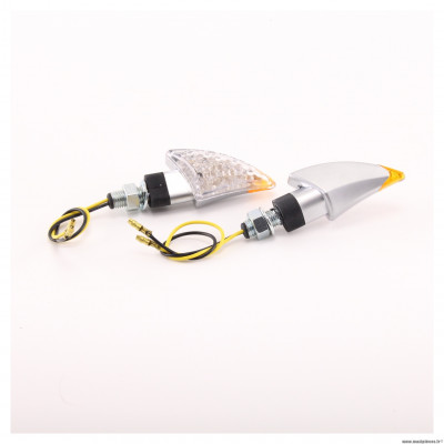 Clignotant (paire) husher satin Chaft à led embase courte, montage universel pour moto, scooter, 50 à boîte, quad et autres * Déstockage !