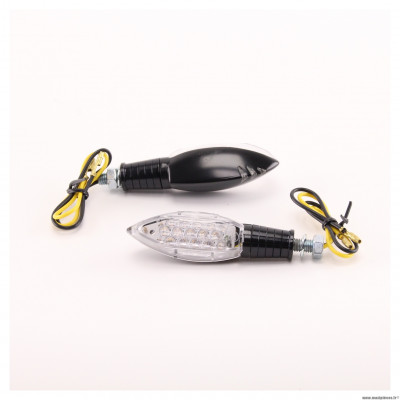 Clignotant (paire) Border noir Chaft à led embase moyenne , montage universel pour moto, scooter, 50 à boîte, quad et autres * Déstockage !