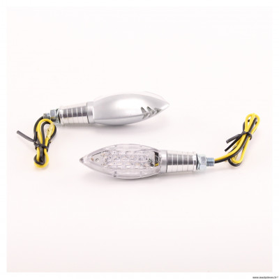 Clignotant (paire) Border satin Chaft à led embase moyenne , montage universel pour moto, scooter, 50 à boîte, quad et autres * Déstockage !