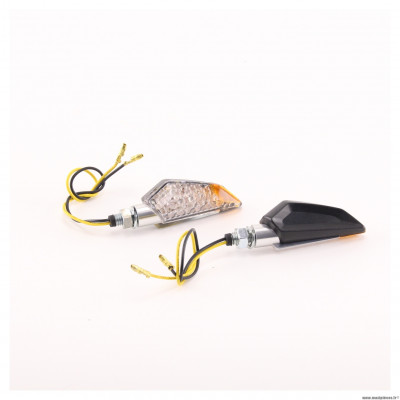 Clignotant à led Milder Chaft noir/argenté, embase courte, montage universel pour moto, scooter, 50 à boîte, quad et autres * Déstockage !