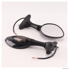 Rétroviseur de carénage Mad universel avec clignotant intégré à ampoule finition imitation carbon (paire) * Déstockage !
