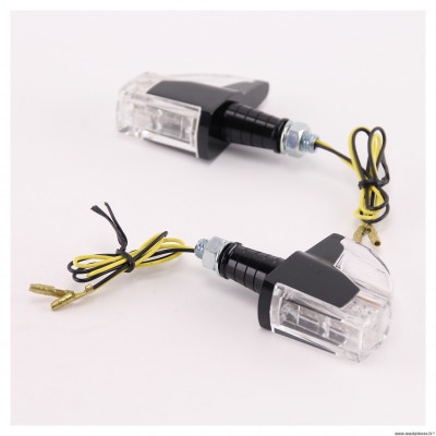 Clignotants Led cristal noir homologué universel pour moto, scooter, mob, quad… * Déstockage !