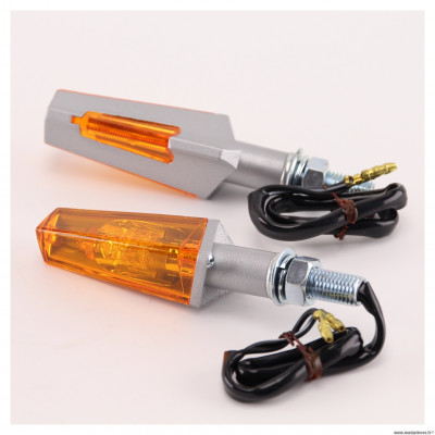 Clignotants keen gris / orange à ampoule homologué universel pour moto, scooter, mob, quad… * Déstockage !