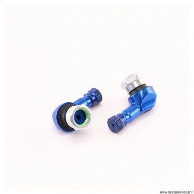 Valves Bridgeport alu coudée tubeless bleu ARIETE pour roues avec trou 11.3 mm (x2) * Déstockage !