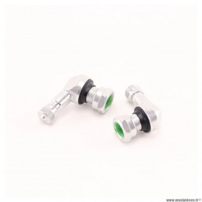 Valves Bridgeport alu coudée tubeless couleur argent ARIETE pour roues avec trou 11.3 mm (x2) * Déstockage !
