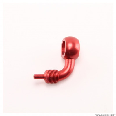 Raccord banjo ergal à visser coudé 90° rouge (Ø10mm) pour durite de frein aviation * Déstockage !