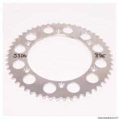 Couronne alu pas 520, 53 dents, 6 trous de fixations, Ø interieur 165mm, Ø entraxe de vis de fixation 190mm pour KTM MX 125cc * Déstockage !
