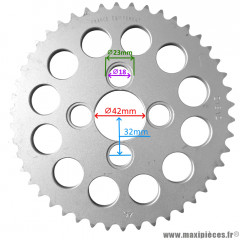 couronne alu Z40 dents 420 Ø42 mm pour moto conti RX 356 V1 possible V2/V3/V4 en 50/70/80cc et autres - 4 trous * Déstockage !
