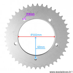 couronne alu 5TR Z38 dents 420 Ø42 mm pour moto conti RX 556 V2 et autres - 5 trous * Déstockage !
