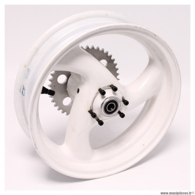 Roue/jante arrière 12 blanche (+ couronne) pour moto Conti RX 356 V4 50/70cc * Déstockage !
