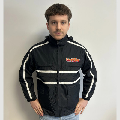 Veste de pluie moto Wiils Homme/Femme imperméable à capuche et coupe-vent Taille L noir *Destockage !
