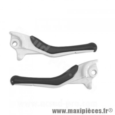 Paire de leviers de frein blanc pour scooter MBK 50 Nitro 1997-2008 / Yamaha 50 Aerox 1997-2008 (OEM : 5BR-H3912-00)