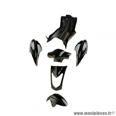 Kit carrosserie carénage noir brillant 6 pièces pour Kymco Agility 50 mono-selle