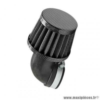 Filtre a air type kn D28-35 conique 90° carbone pour Scooter, Mécaboite, Mobylette, Maxi Scooter, Moto, Quad