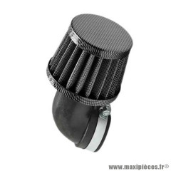 Filtre a air type kn D28-35 conique 90° carbone pour Scooter, Mécaboite, Mobylette, Maxi Scooter, Moto, Quad