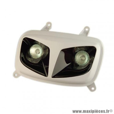 Double optique RR8 blanc / noir avec 2 halogènes 20W pour MBK 50 Booster 2004+ et Yamaha 50 BWS 2004+