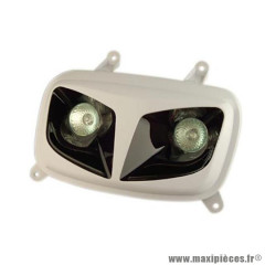 Double optique RR8 blanc / noir avec 2 halogènes 20W pour MBK 50 Booster 2004+ et Yamaha 50 BWS 2004+