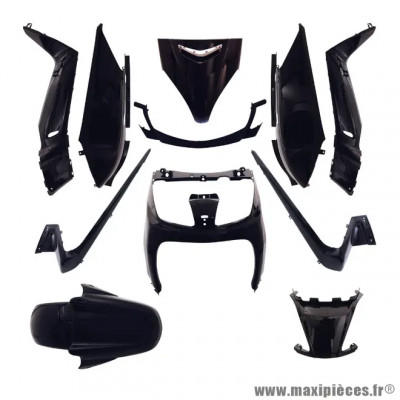 Kit carrosserie noir brillant 10 pièces pour maxi scooter XMAX 125-250 et SKYCRUISER 125-250 2006-2009