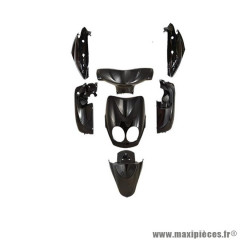 Kit carrosserie carenage noir brillant 7 pièces pour scooter MBK 50 Ovetto / Yamaha 50 Neos 2008-2010